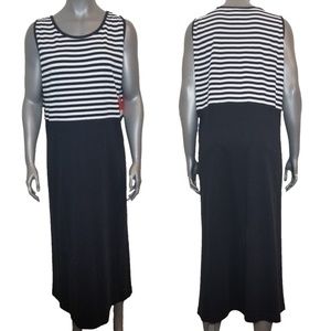 Eccobay Stiped & Solid Sleeveless Maxi Dress